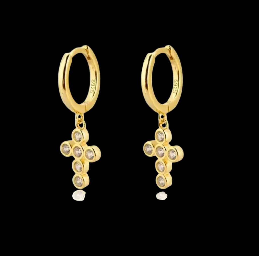 Zircon Drop Hoop Earrings Star 
Moon Cross Evil Eye Animal Gold Plated 
With Earring Post Fashion