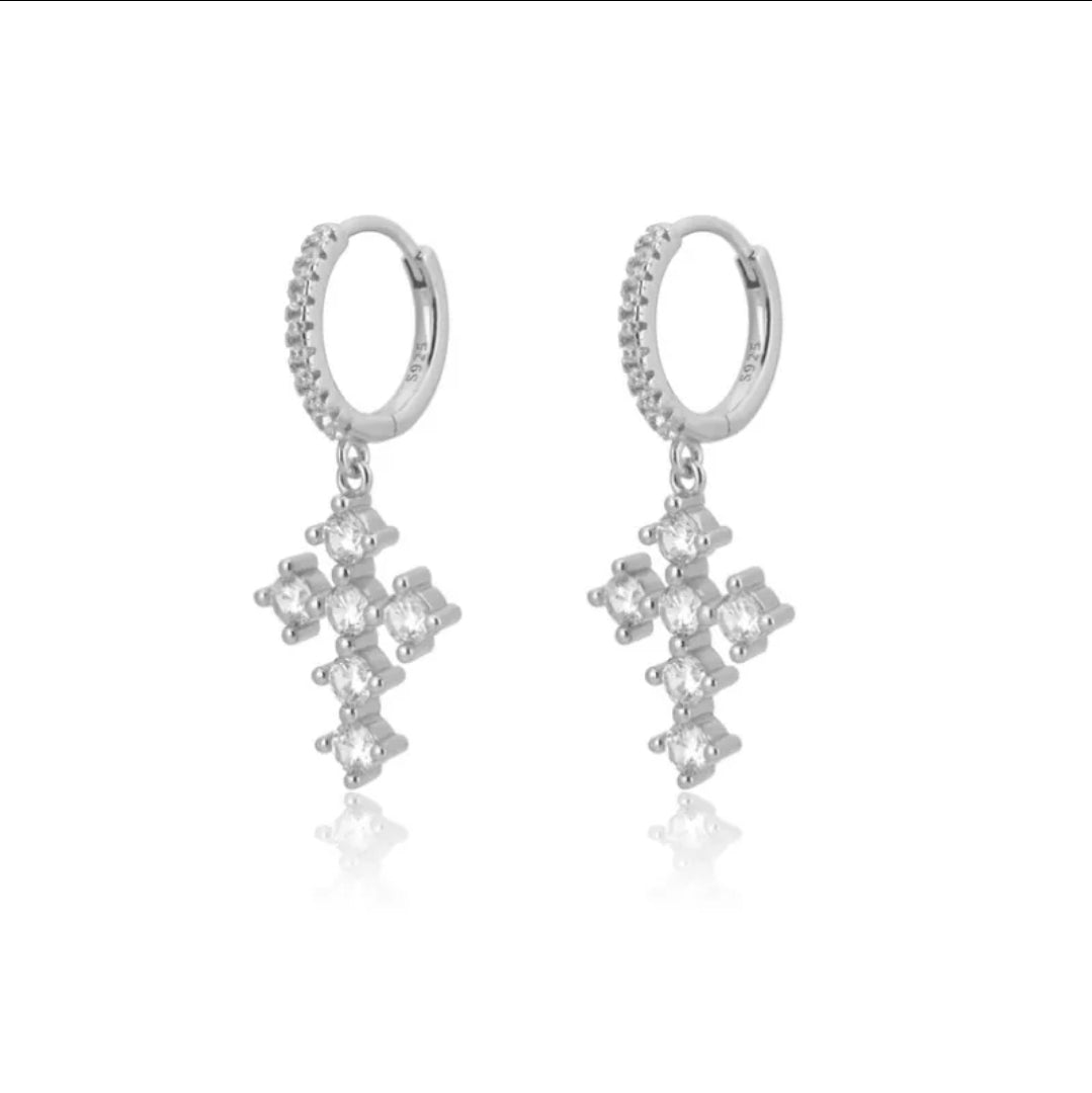 Zircon Drop Hoop Earrings Star 
Moon Cross Evil Eye Animal Gold Plated 
With Earring Post Fashion