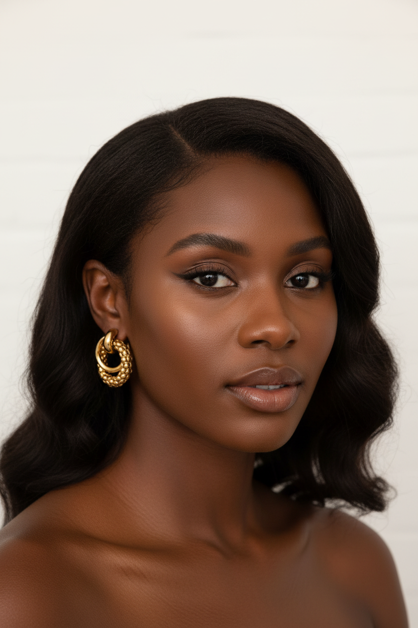 Gold Nested Beaded Texture Earrings
