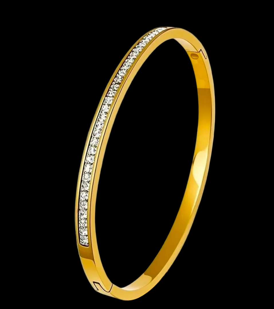 Cubic Zirconia Row Bangle Gold plated Luxury
