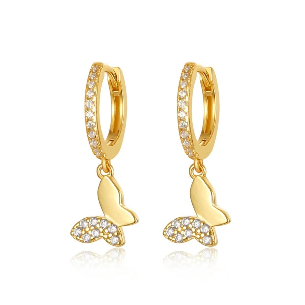 Zircon Drop Hoop Earrings Star 
Moon Cross Evil Eye Animal Gold Plated 
With Earring Post Fashion