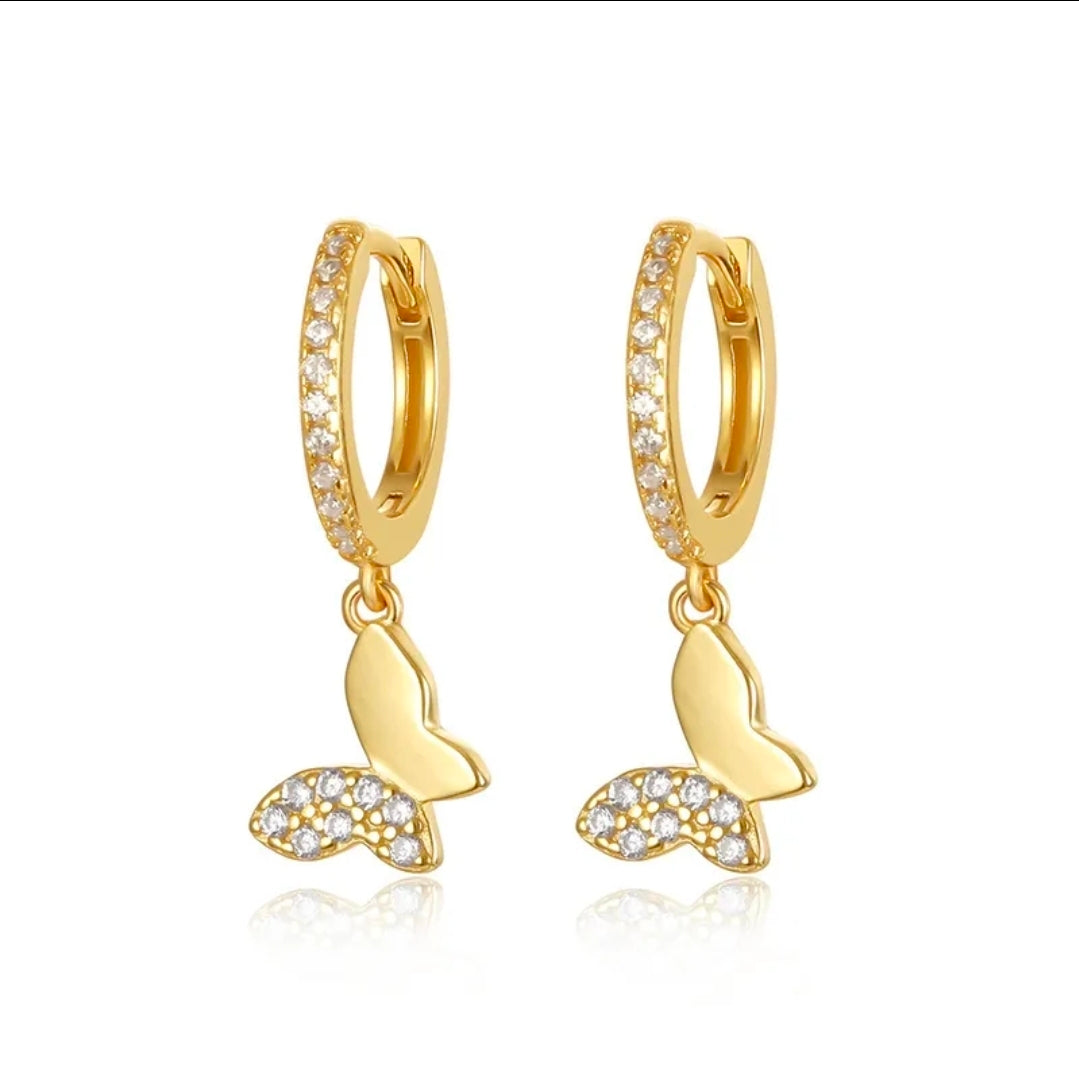 Zircon Drop Hoop Earrings Star 
Moon Cross Evil Eye Animal Gold Plated 
With Earring Post Fashion