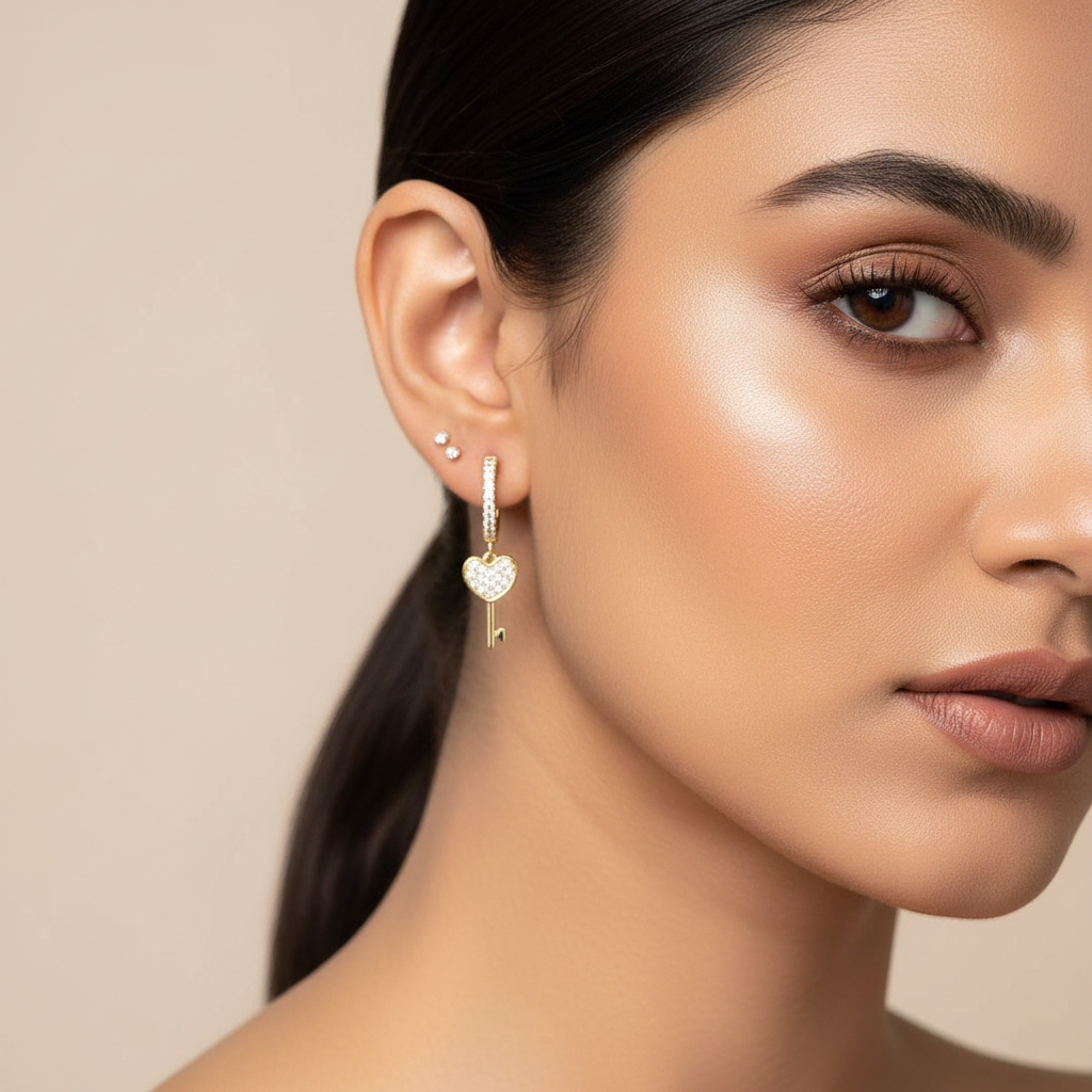 Zircon Drop Hoop Earrings Star 
Moon Cross Evil Eye Animal Gold Plated 
With Earring Post Fashion