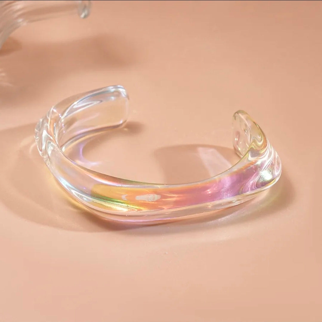 Iridescent Aurora Triangle Bangle