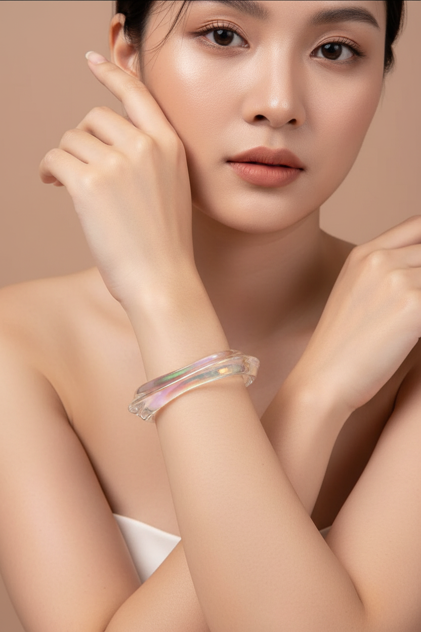 Iridescent Aurora Triangle Bangle