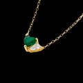 925 Sterling Silver Emerald Heart 
Zirconia Necklace For Women Elegant 
Green Heart Pear Cut Stone Pendant 
Necklaces