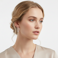 Silver Geometric Beaded Earrings