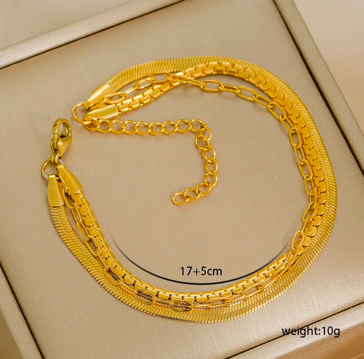 Gold Triple Layer Chain Bracelet