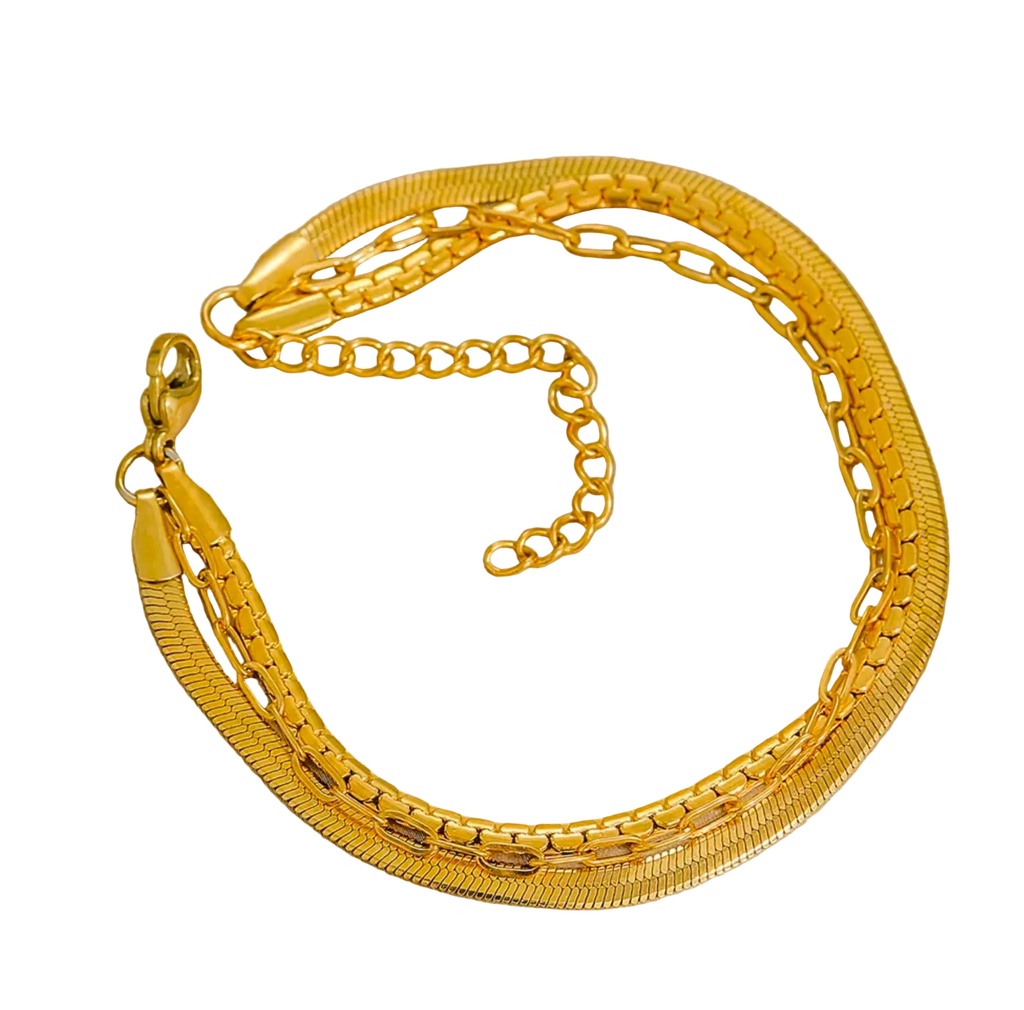 Gold Triple Layer Chain Bracelet