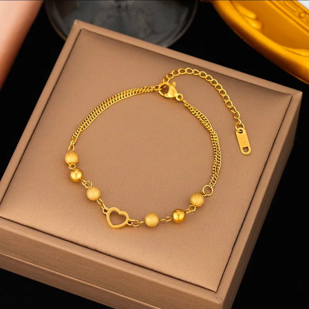 Titanium Steel 18K Gold Plated 
Bracelet For Women Fashion Luxury 
Stainless Steel Heart Butterfly Shell 
Rhinestone Charm Bracelet Jewelry Gift