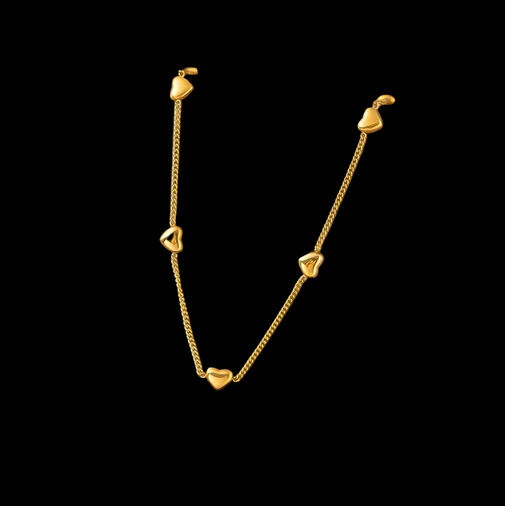 Gold Eight Hearts Pendant Necklace
