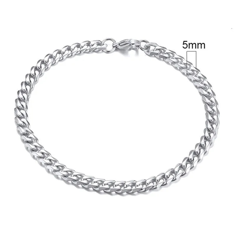 Silver Cuban Link Chain Bracelet