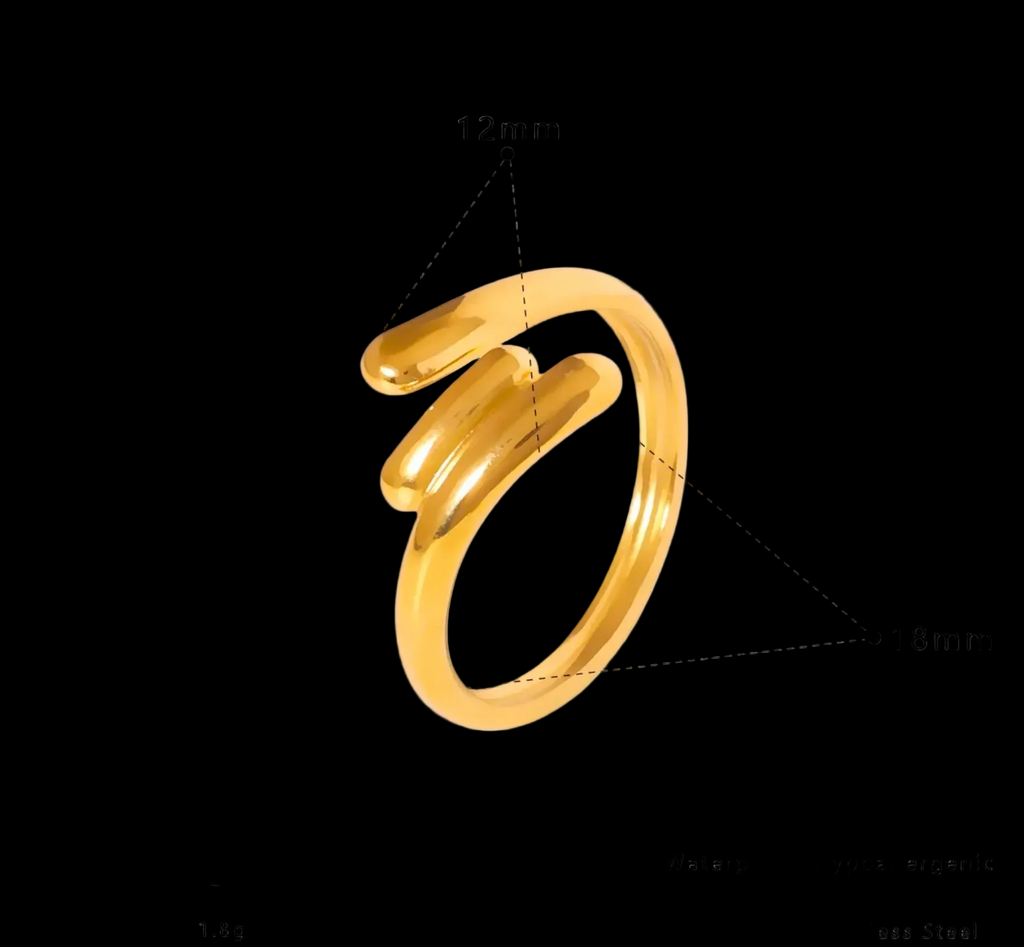 Gold Triple Streamline Open Ring
