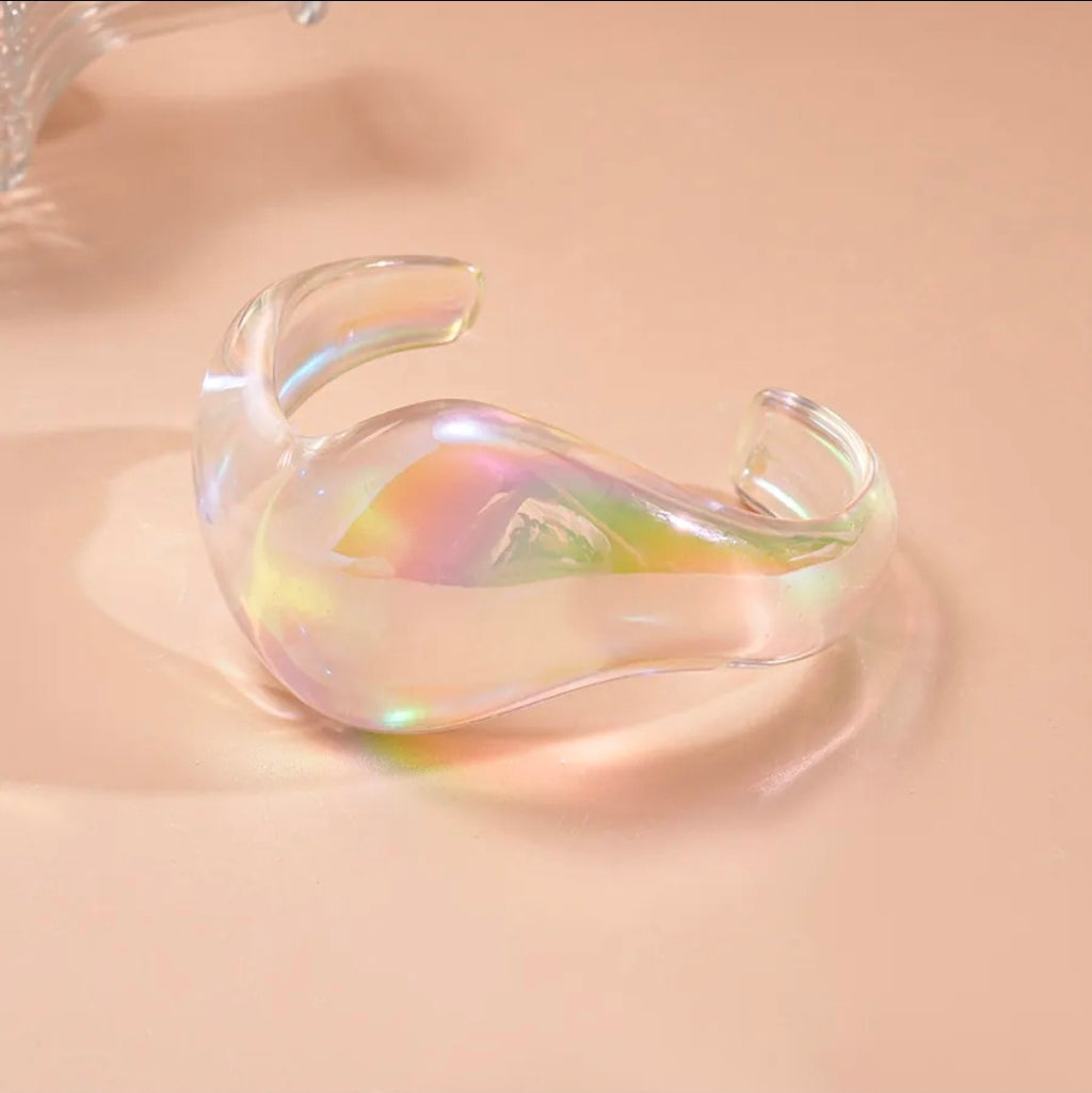 Iridescent Aurora Geometric Bangle