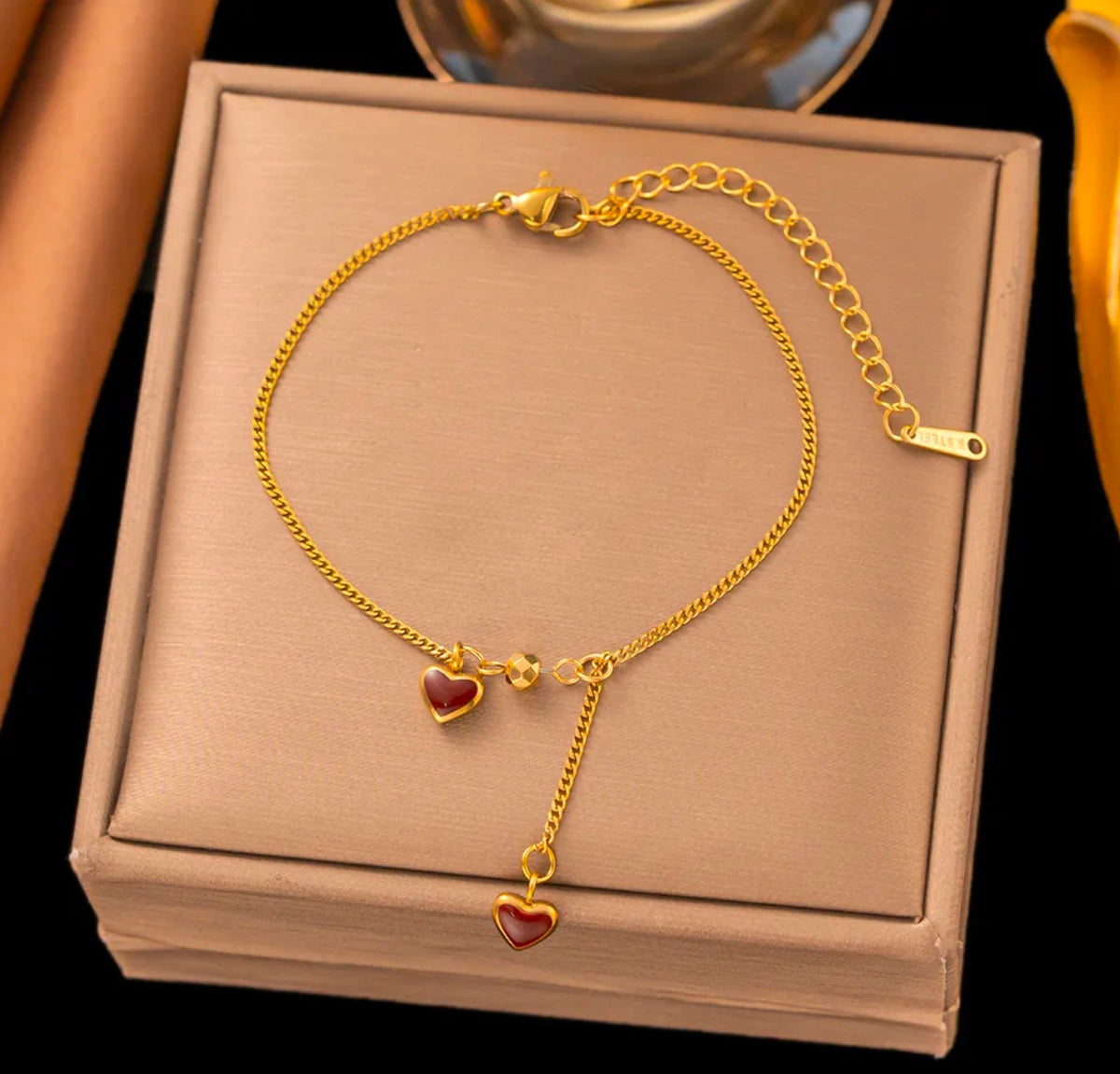 Titanium Steel 18K Gold Plated 
Bracelet For Women Fashion Luxury 
Stainless Steel Heart Butterfly Shell 
Rhinestone Charm Bracelet Jewelry Gift