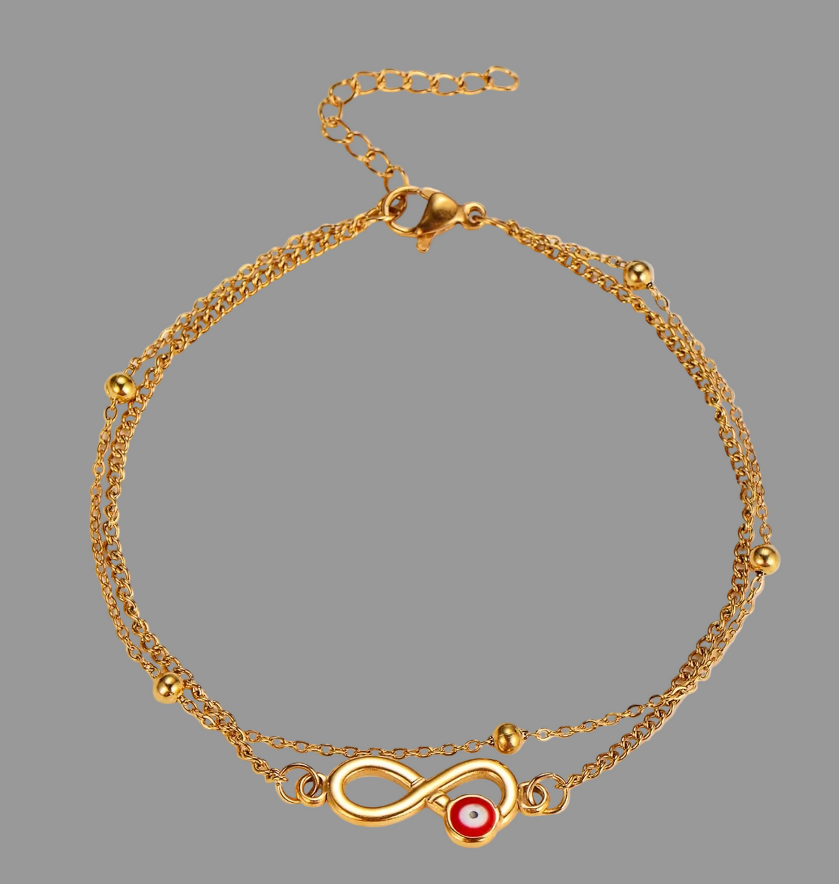 Gold Evil Eye Infinity Beaded Bracelet