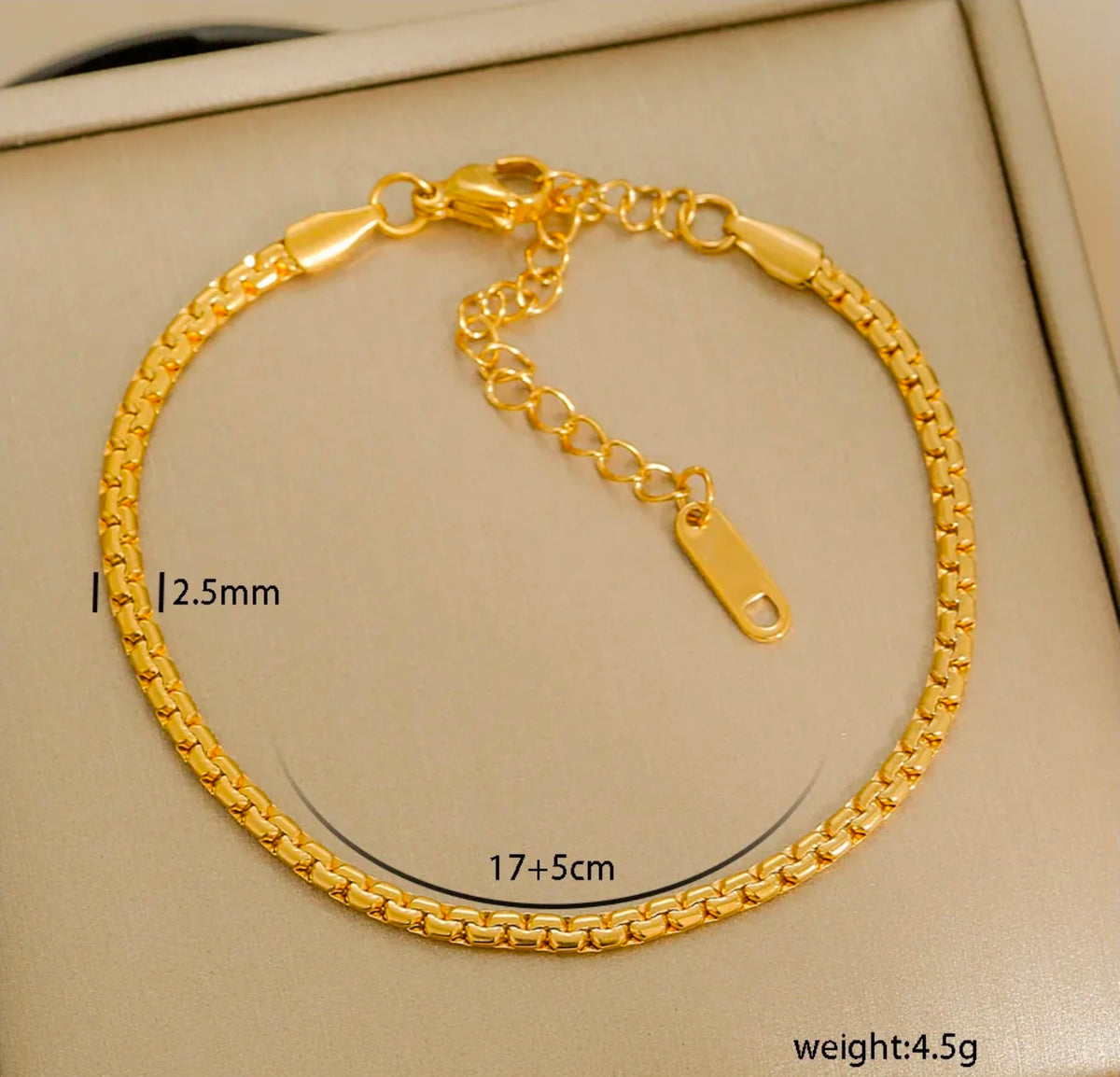 Gold Box Chain Bracelet