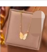 Gold Plated Stainless Steel Necklace For Women Fashion Heart Butterfly Pendant Elegant Jewelry Minimalist