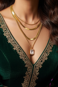 White Stone Gold Plated Stainless Steel Necklace For Women Fashion Jewelry Minimalist