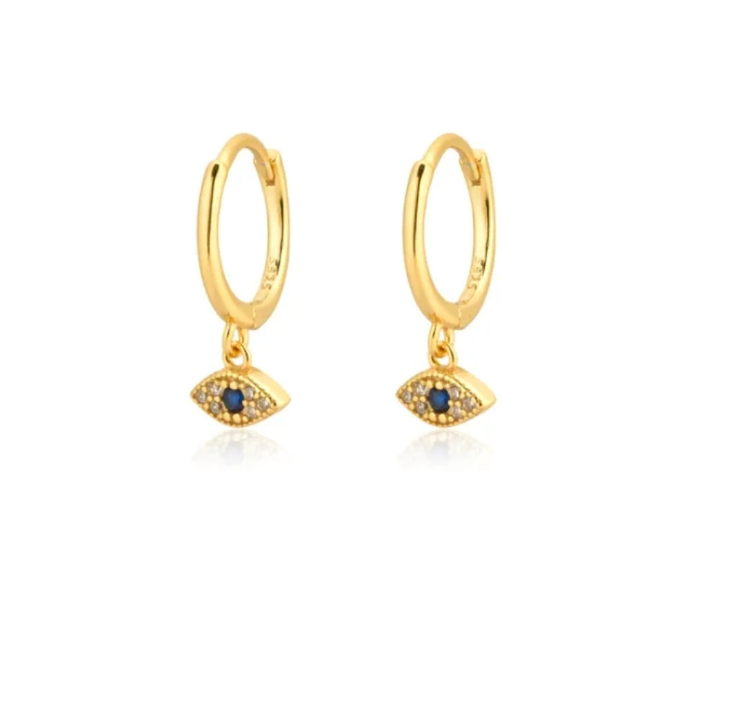 Zircon Drop Hoop Earrings Star 
Moon Cross Evil Eye Animal Gold Plated 
With Earring Post Fashion