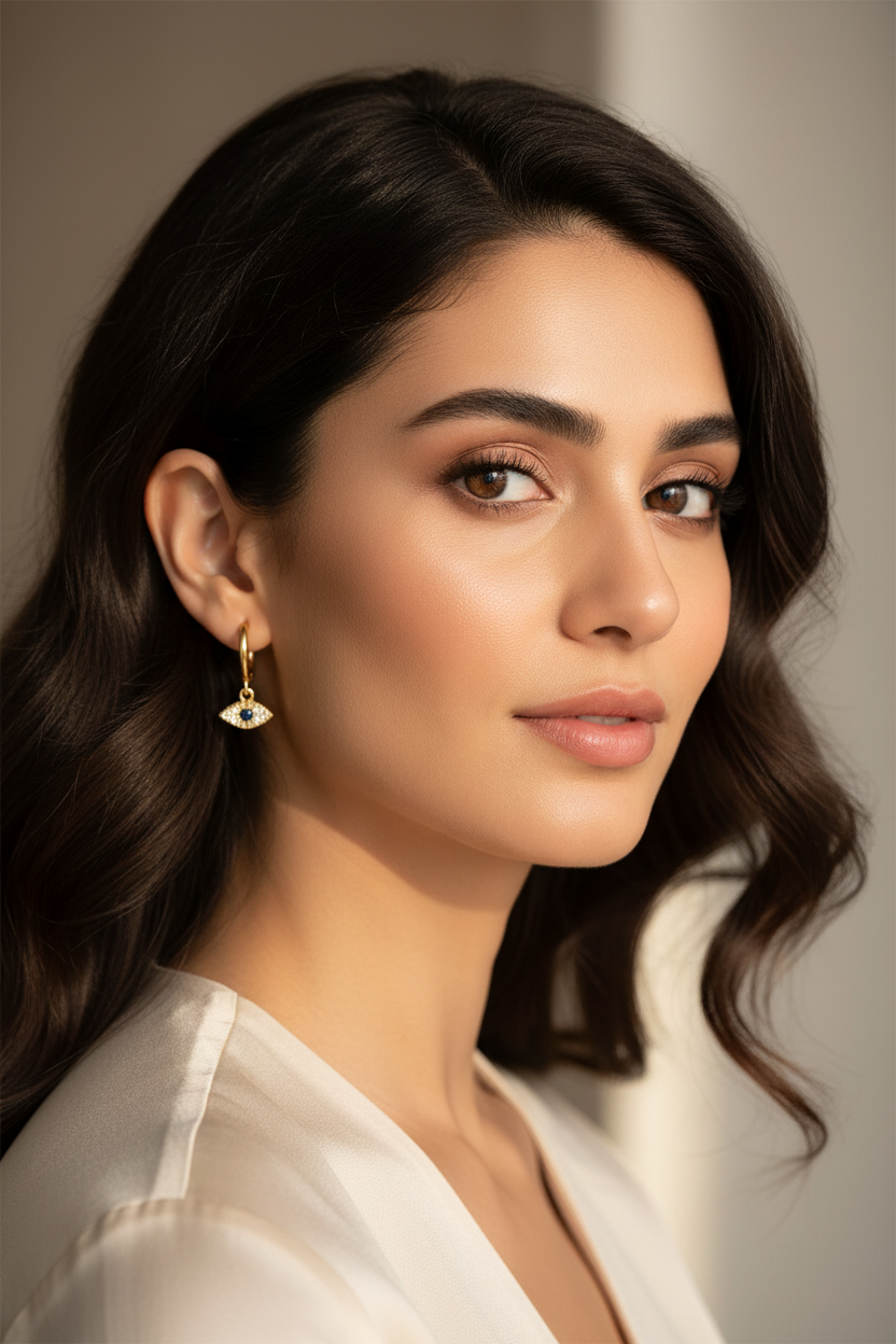 Zircon Drop Hoop Earrings Star 
Moon Cross Evil Eye Animal Gold Plated 
With Earring Post Fashion