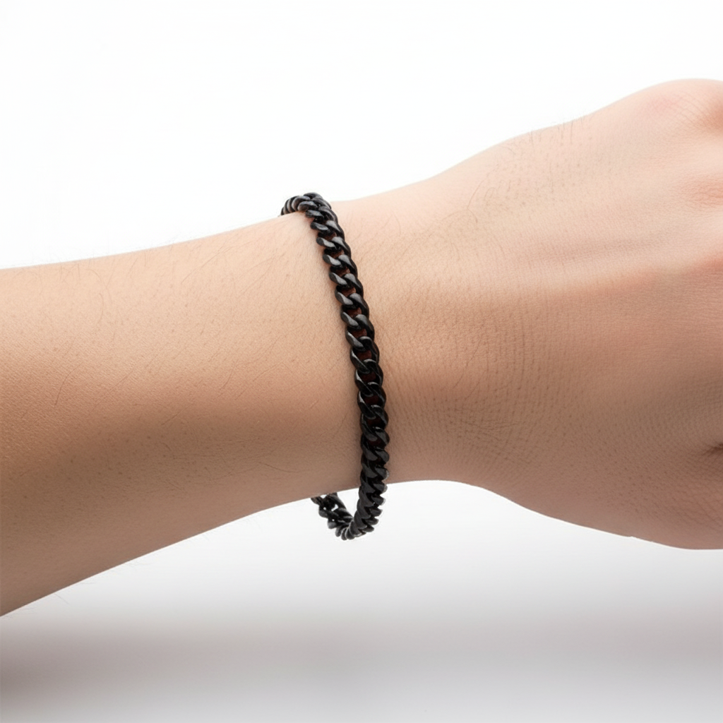 Black Cuban Link Chain Bracelet