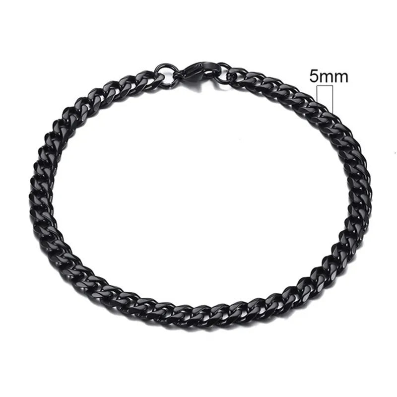 Black Cuban Link Chain Bracelet