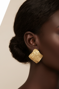 Gold Square Hammered Earrings