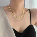 Gold Blade & Round Snake Chain Necklace