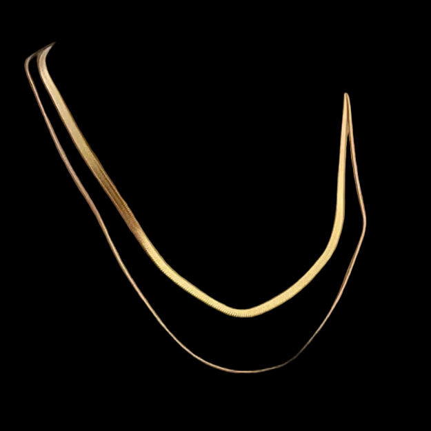 Gold Blade & Round Snake Chain Necklace