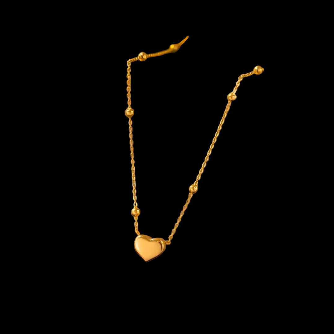 Heart Beads Gold Plated Stainless Steel Necklace For Women Fashion Jewelry Minimalist