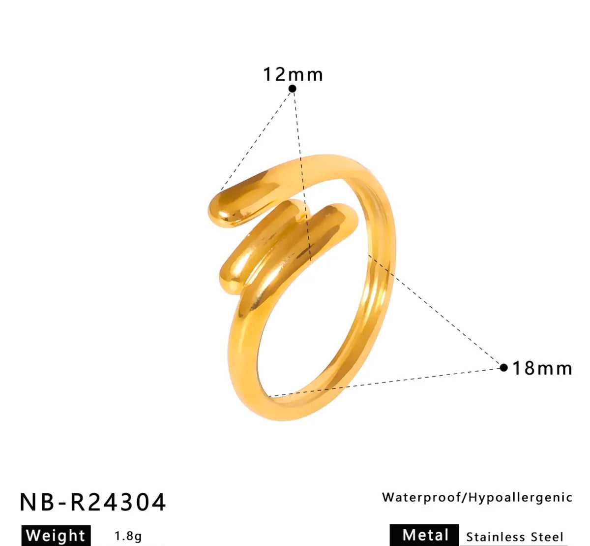 Gold Triple Streamline Open Ring