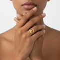 Gold Triple Streamline Open Ring