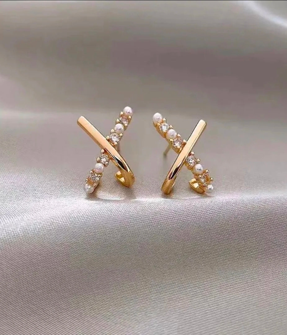 Alloy Rhinestone Artificial Pearl 
Earrings With 925 Sterling Silver Earring 
Post Elegant Butterfly Heart Geometric 
For Women