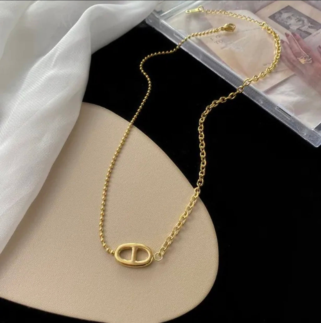 Pig Nose Gold Plated Stainless Steel Necklace For Women Fashion Jewelry Minimalist