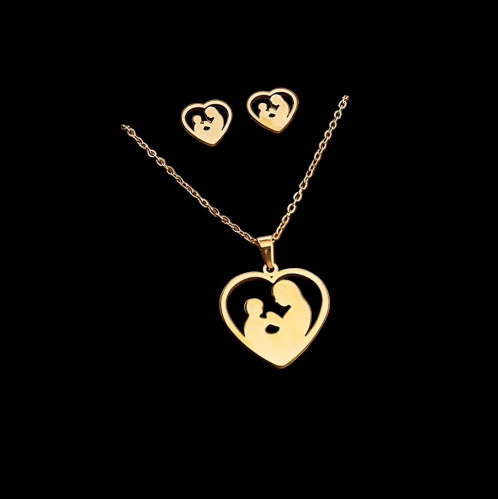 Heart Mother and Child Love. 304 Sterling Steel Gift Set