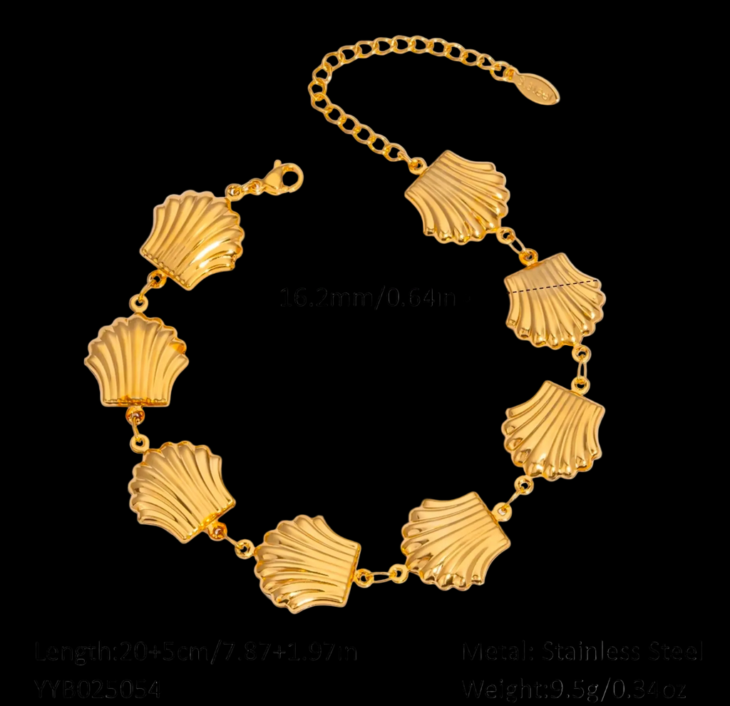 Gold Starfish Shell Heart Charm Bracelet