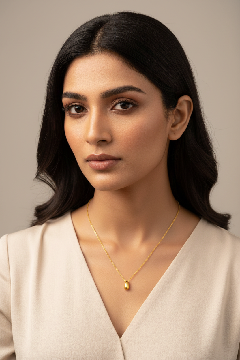 Gold Simple Waterdrop Pendant Necklace