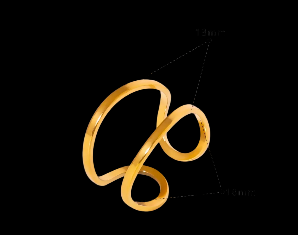 Gold Double Layer Geometric Open Ring