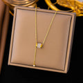 Cylindrical Pendant Gold Plated Stainless Steel Necklace For Women Fashion Jewelry Minimalist