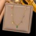 Rainbow Rhinestone Gold Plated Stainless Steel Necklace For Women Fashion Jewelry Minimalist
