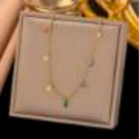 Rainbow Rhinestone Gold Plated Stainless Steel Necklace For Women Fashion Jewelry Minimalist