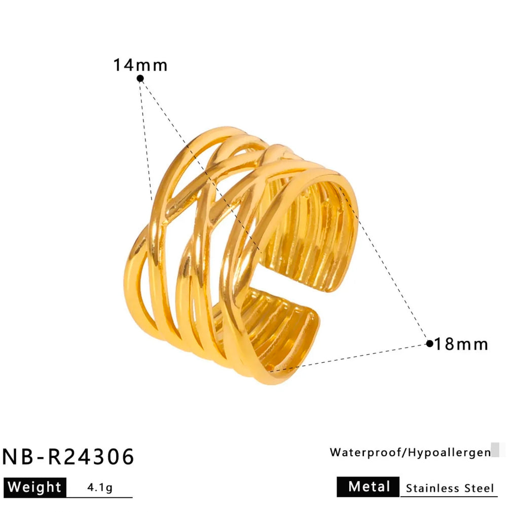 Gold Multilayer Line Wrap Ring
