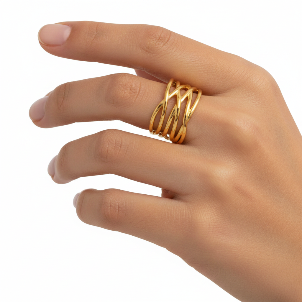 Gold Multilayer Line Wrap Ring