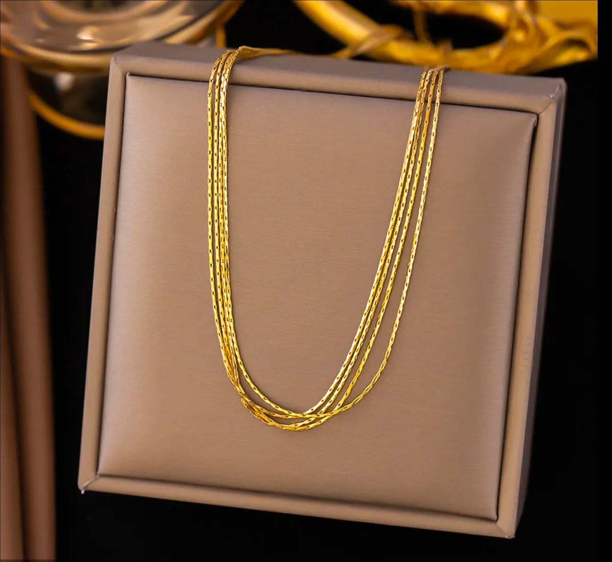 Multi- Layer Chain Gold Plated Stainless Steel Necklace For Women Fashion Jewelry Minimalist