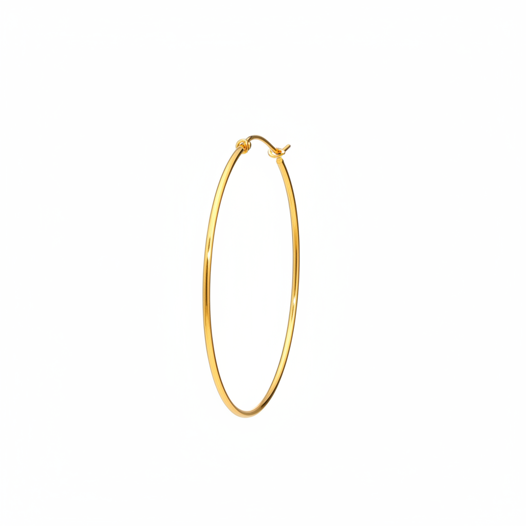 Large Hoop Earrings Minimalist 
Round Circle Stainless Steel 18K Gold 
Plated Fashion Jewelry For Women