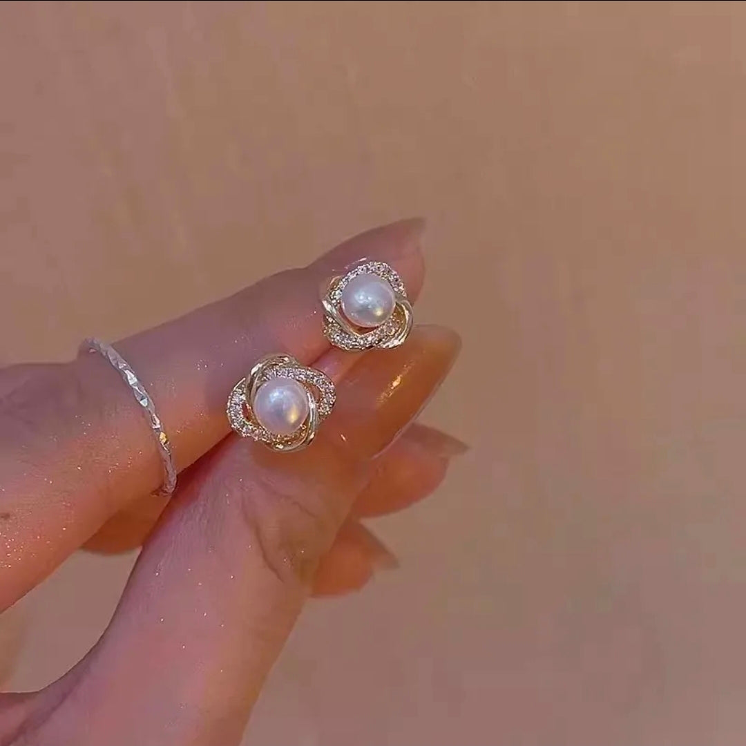 Alloy Rhinestone Artificial Pearl 
Earrings With 925 Sterling Silver Earring 
Post Elegant Butterfly Heart Geometric 
For Women