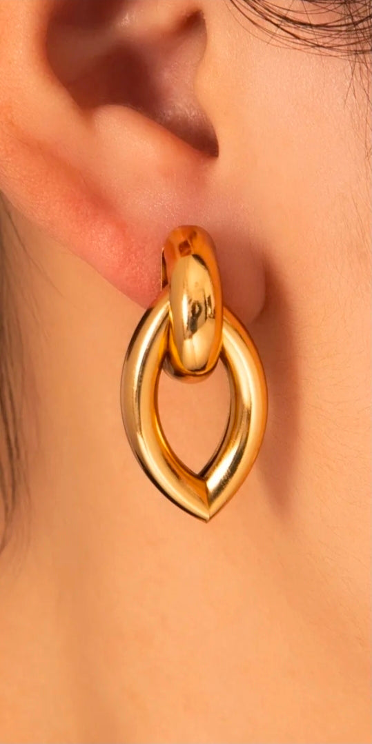 Gold Geometric Marquise Earrings