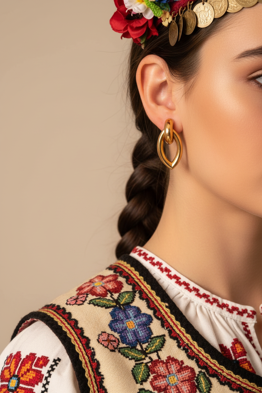 Gold Geometric Marquise Earrings