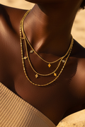 Rhombus double layer Gold Plated Stainless Steel Necklace For Women Fashion Jewelry Minimalist